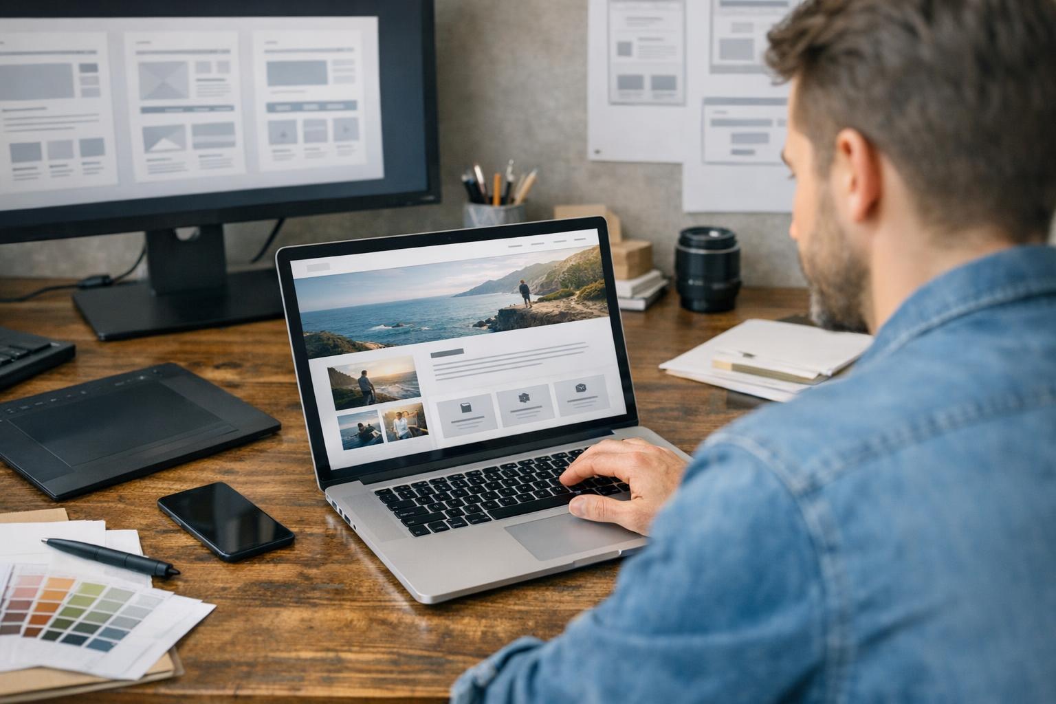 Projektant-przy-macbooku-tworzy-wizualizacje-strony
